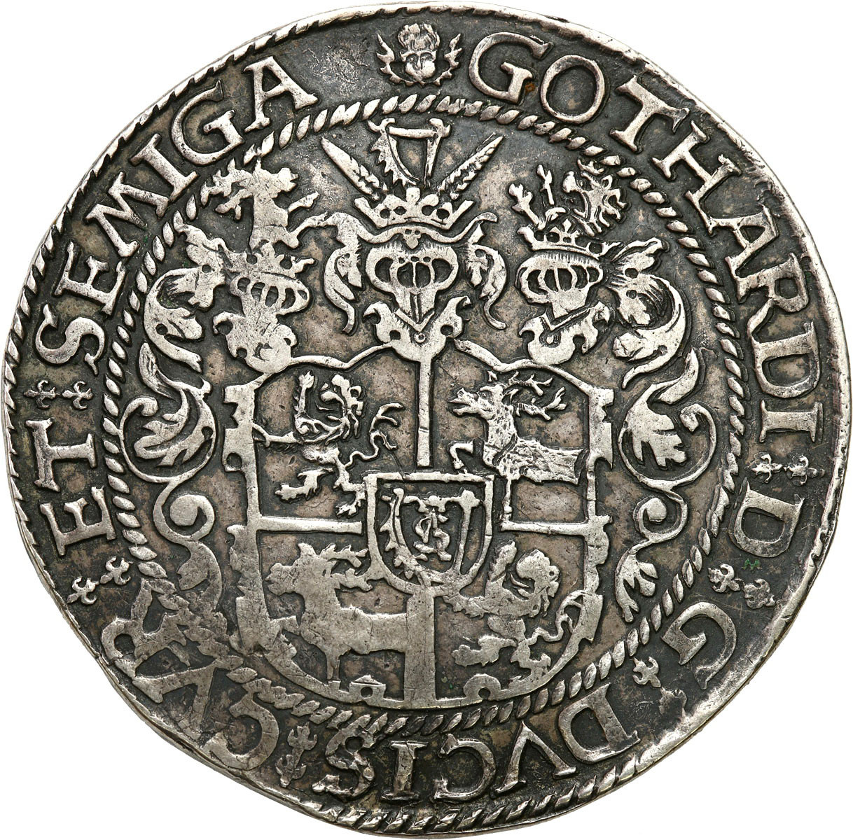 Kurlandia, Gotthard Kettler (1562-1587). Talar 1576, Mitawa NGC XF45 - EKSTREMALNIE RZADKI R* c. a.